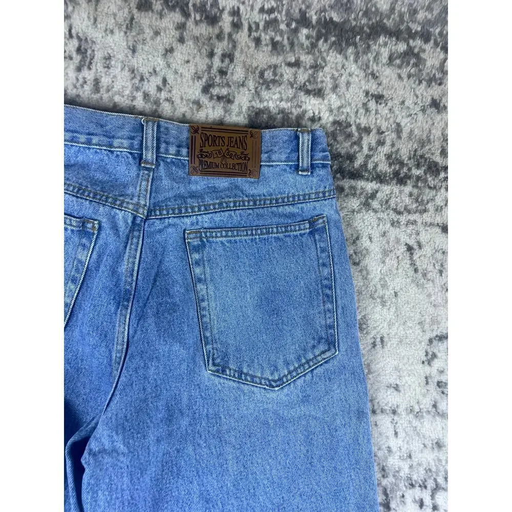 Sports Jeans Men 34x34 Blue Straight Leg Medium Wash Denim Classic Vintage Style
